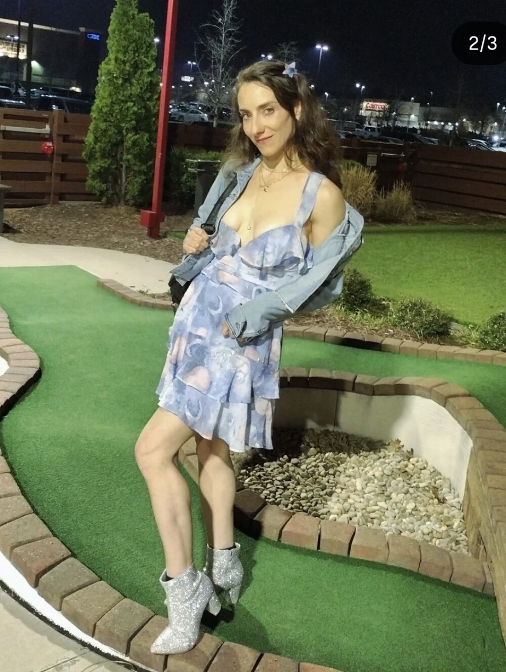 Lavender Ruffle Mini Dress - - Picture 2 of 5